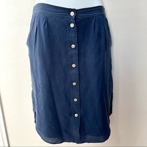 Madewell Blue Button-Down Knee-Length Skirt With Pockets